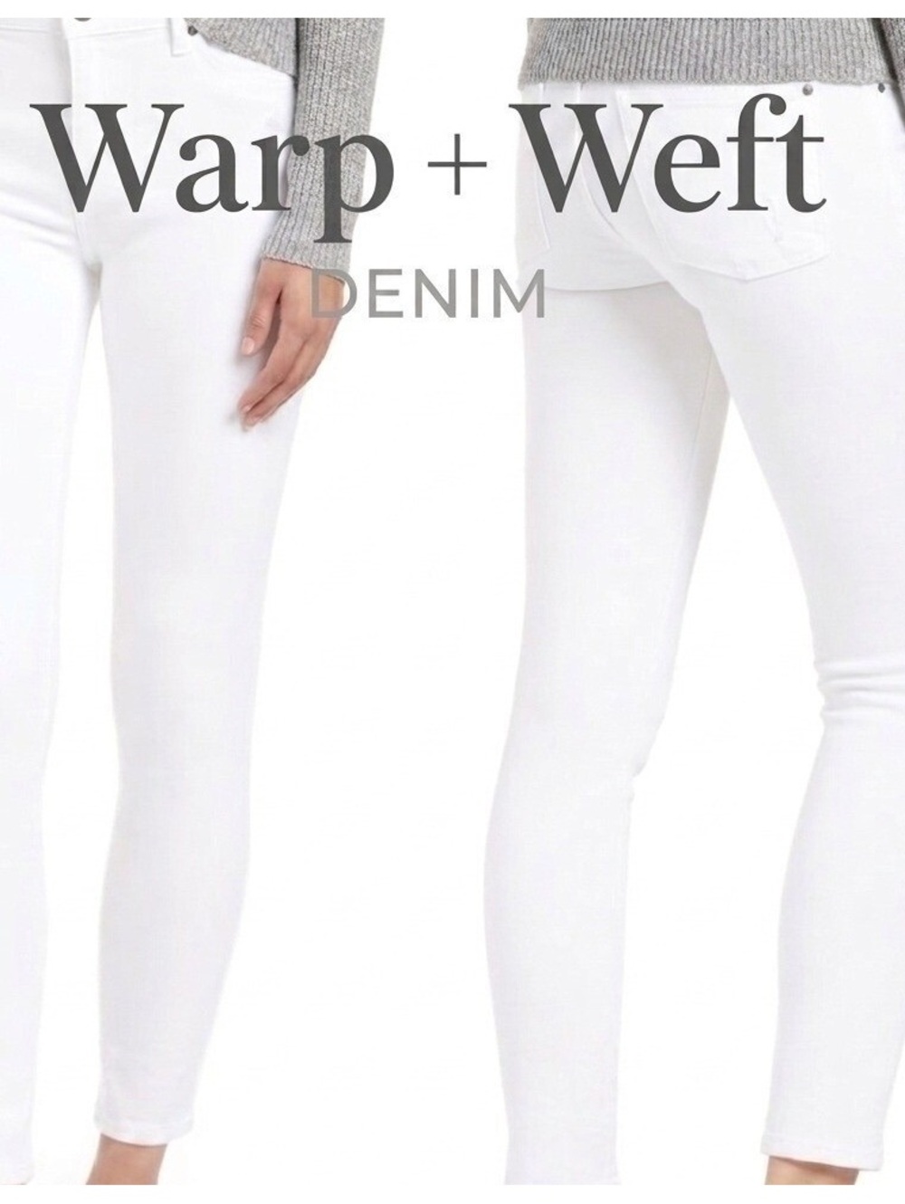 WARP+WEFT JFK New York City Skinny‎ Jeans Women's White Distressed Sz 32x29